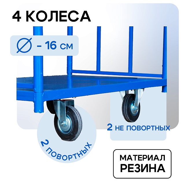 Платформенная тележка Промышленник 1200х700 ПД-7.12 160 ммс двумя ручками фото 4