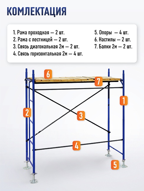 Леса строительные рамные ЛРСП 20 комплект 4x2 м фото 3