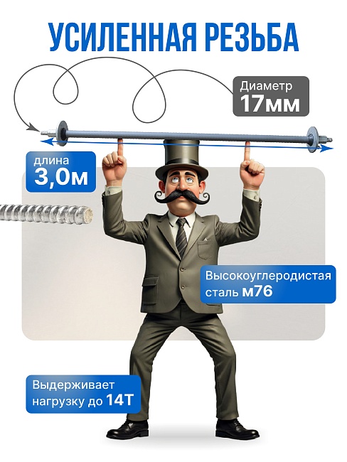 Винт стяжной для опалубки Промышленник холоднокатаный 3,0 м упаковка 10 шт. фото 3