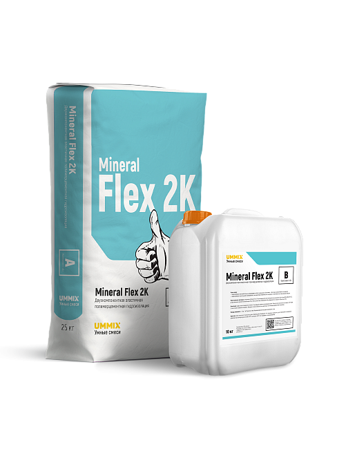 Двухкомпонентная эластичная гидроизоляция Mineral Flex 2К (комплект 25кг + 10кг) фото 1